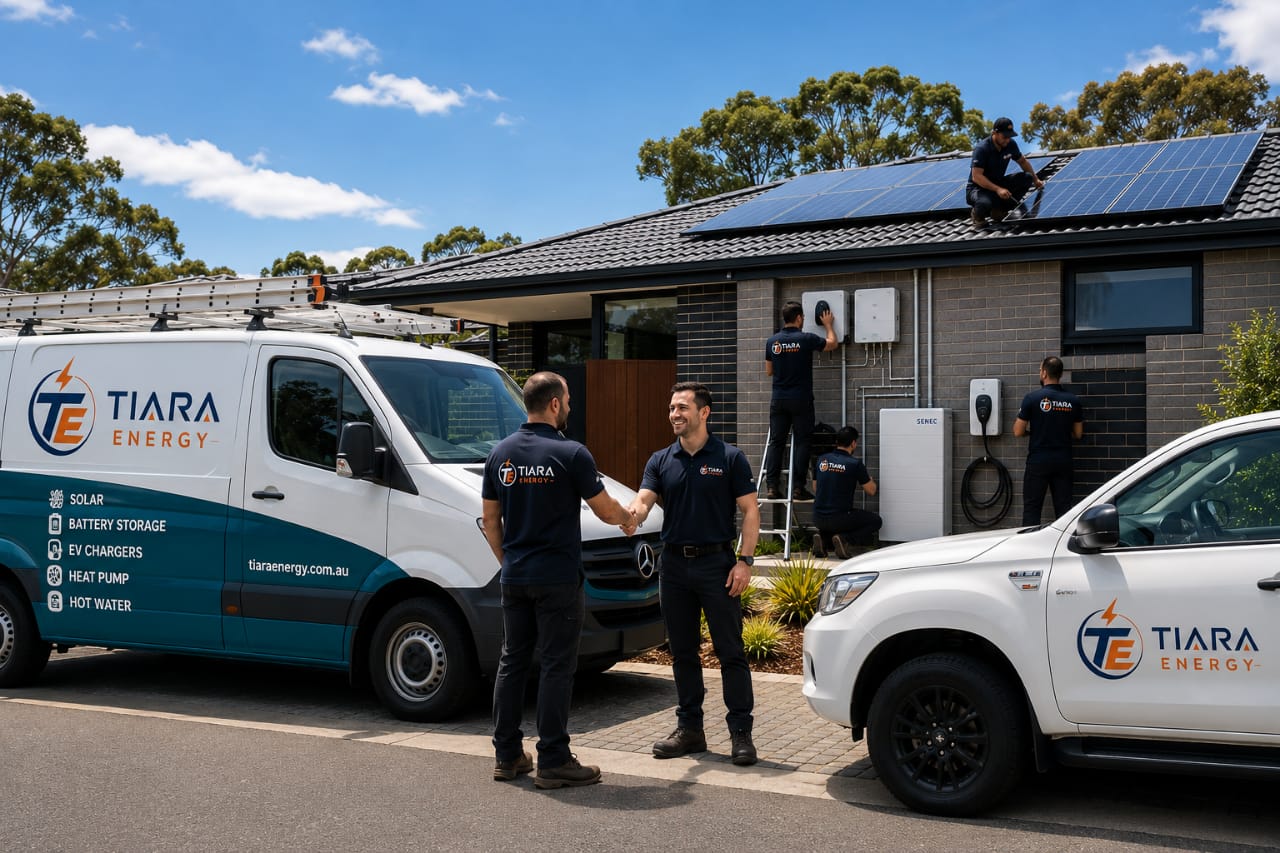 Tiara Energy team and installation vehicles